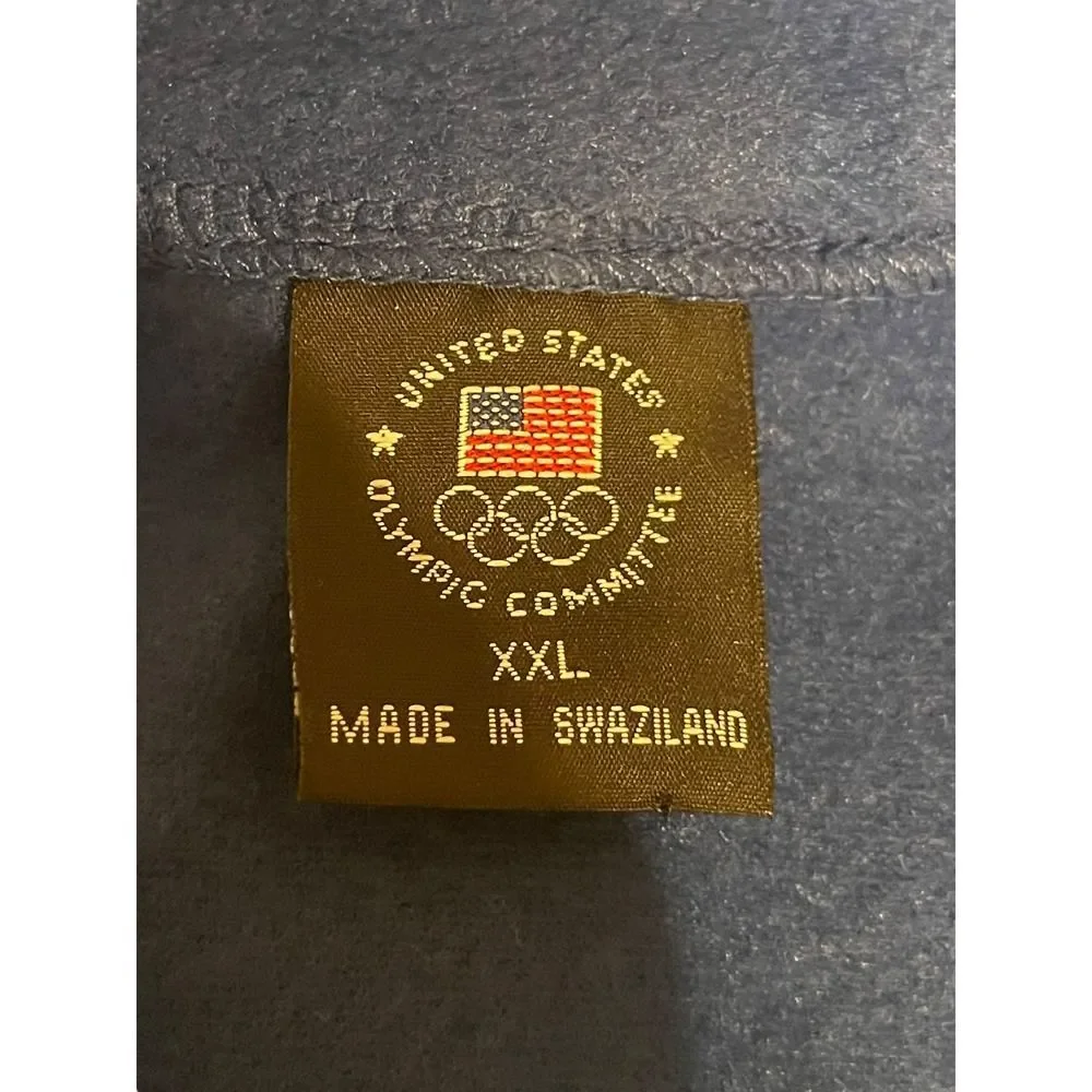 Vintage Authentic Team USA Olympic Committee Full Zip Blue Fleece Vest Size XXL